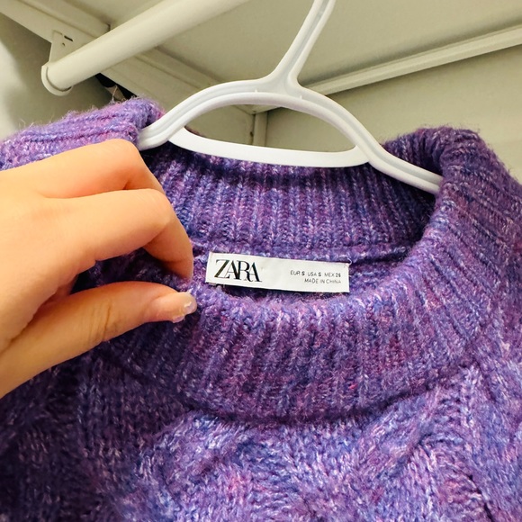 ZARA Purple Knit Sweater with Twists - Oversized Size S - Picture 3 of 6